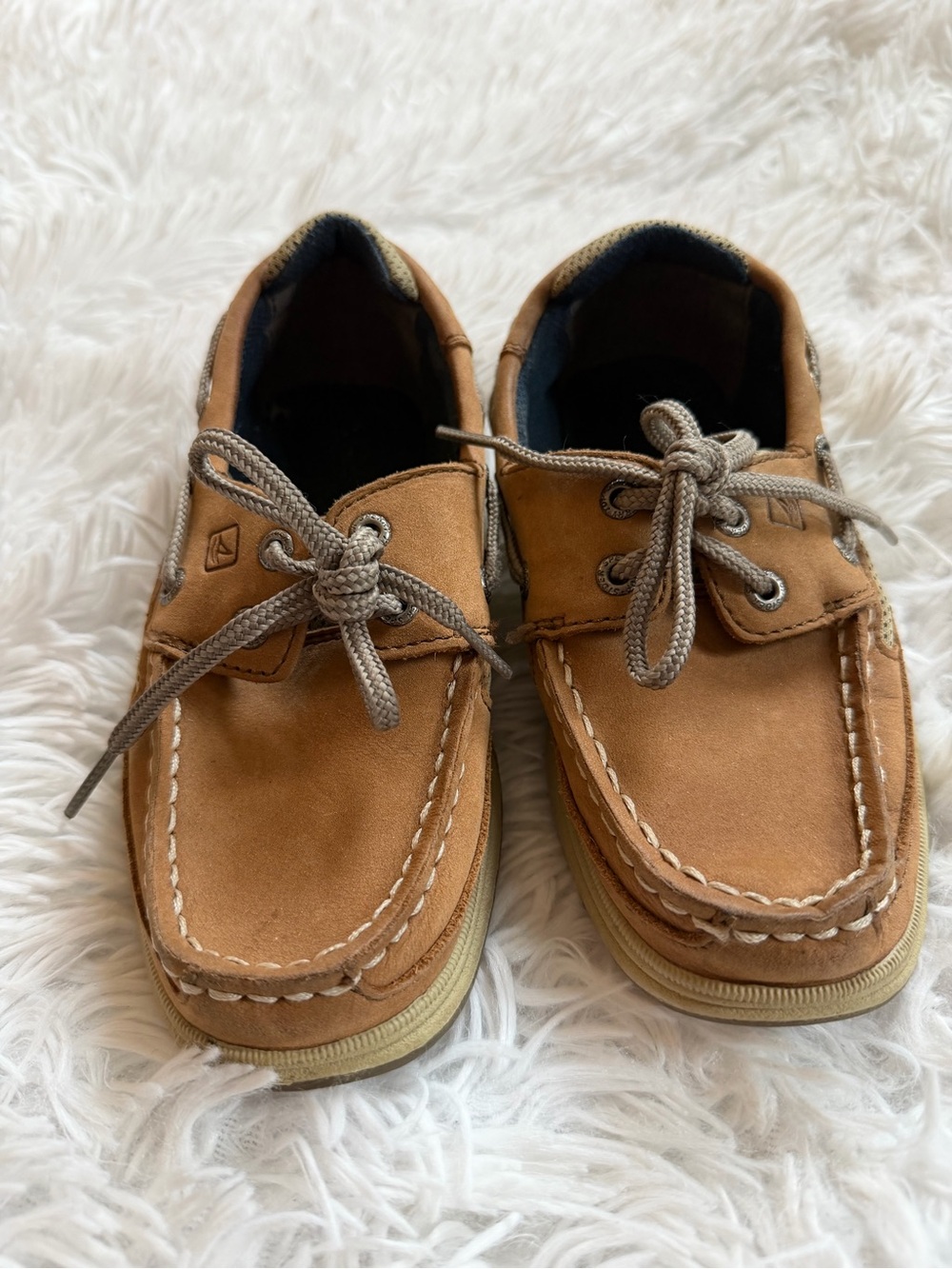 Sperry Top-Sider Lanyard Boys Boat Shoes Tan Leather Size 13M Kids Loafers